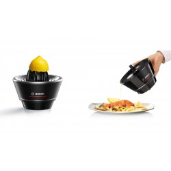 Bosch MCP72GPB citrus press Plastic, Stainless steel Black, Transparent