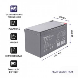 Qoltec 53049 AGM battery | 12V |  12Ah