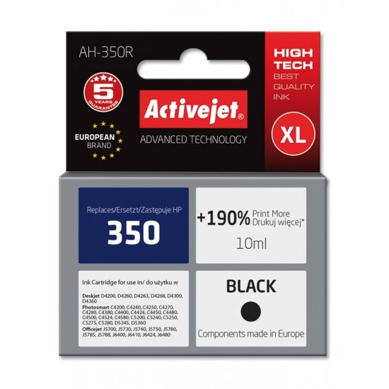 Activejet AH-350R ink (replacement for HP 350 CB335EE; Premium; 10 ml; black)