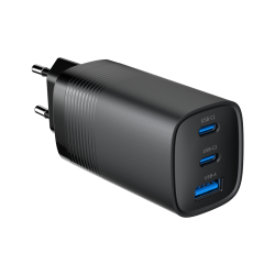 Gembird TA-UC-PDQC65-01-BK 3-port 65 W GaN USB PowerDelivery fast charger, black