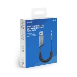 Savio TR-16 Transmitter AUX adapter with hands-free function, Bluetooth 5.3, Google Assistant/Siri