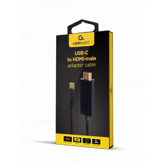 Gembird A-CM-HDMIM-02 USB-C to HDMI-male adapter, 4K 60Hz, 2m, black