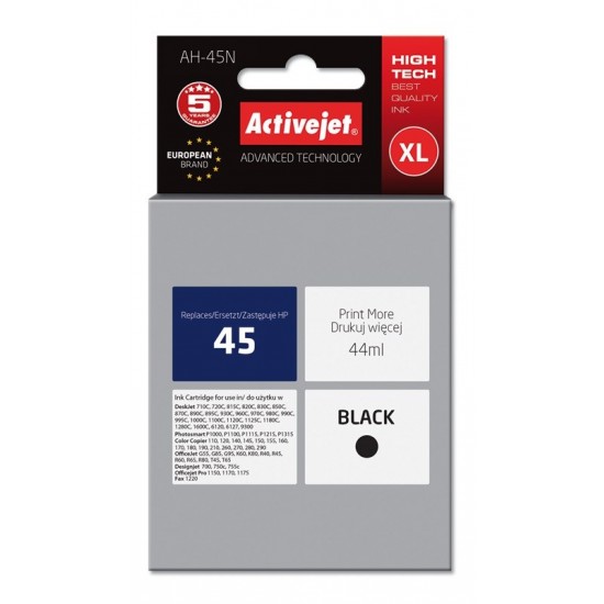 Activejet AH-45N Ink cartridge (replacement for HP 45 51645A; Supreme; 44 ml; black)