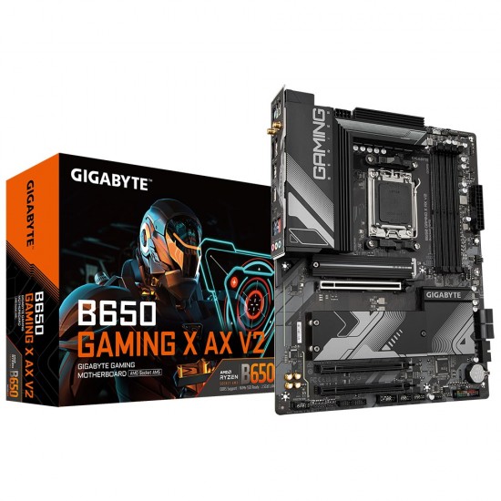 Gigabyte B650 GAMING X AX V2 Motherboard - Supports AMD Ryzen 8000 CPUs, 8+2+2 Phases Digital VRM, up to 8000MHz DDR5 (OC), 1xPCIe 5.0 + 2xPCIe 4.0 M.2, Wi-Fi 6E 802.11ax, 2.5GbE LAN, USB 3.2 Gen 2