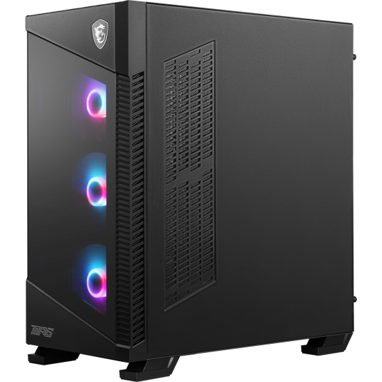 MSI MPG VELOX 100R Mid Tower Gaming Computer Case 'Black, 4x 120mm ARGB Fans, 1-6 ARGB Hub, ARGB light strip, USB Type-C, Tempered Glass, Center, E-ATX, ATX, mATX, mini-ITX'