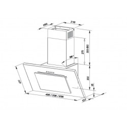 Wall-mounted canopy MAAN Vertical P 2 50 310 m3/h, Satin