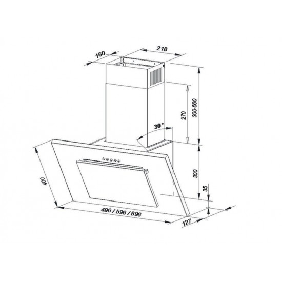 Wall-mounted canopy MAAN Vertical P 2 50 310 m3/h, Satin