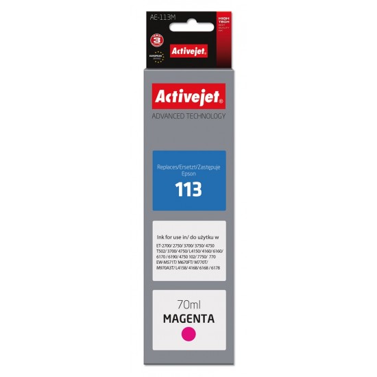 Activejet AE-113M ink (replacement for Epson 113 C13T06B340; Supreme; 70 ml; magenta)