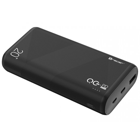 TRACER TRABAT47094 Powerbank External battery 20000 mAh 1x USB-C PD 20W 1x USB QC 3.0 Black