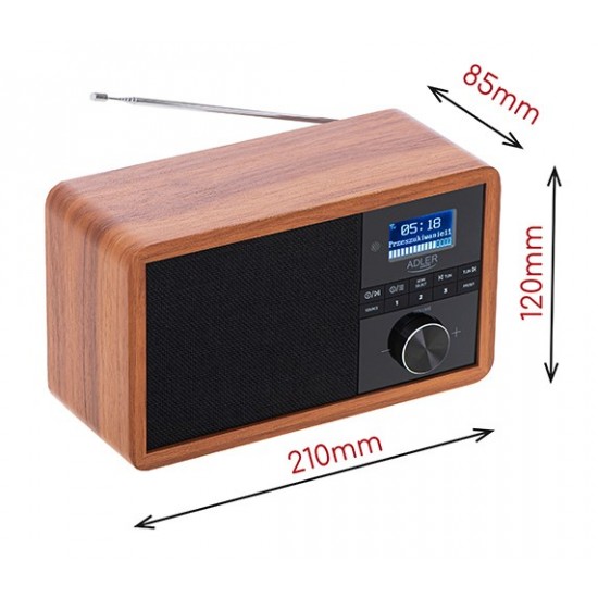 Adler AD 1184 radio Portable Digital Black, Wood