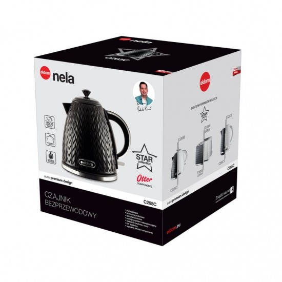 ELDOM NELA kettle, 1.7 l capacity, 2000 W power, black