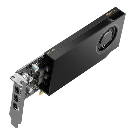 PNY NVIDIA A400 4GB GDDR6 64-bit, Low Profile, PCIe 4.0 x8, Single slot, 4 x Mini DisplayPort 1.4a, 50W, LP bracket, 4 x mDP to DP adapter, retial