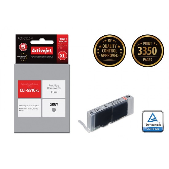 Activejet ACC-551GN ink (replacement for Canon CLI-551G; Supreme; 15 ml; grey)