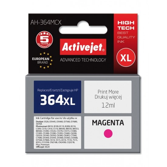 Activejet AH-364MCX ink (replacement for HP 364XL CB324EE; Premium; 12 ml; magenta)