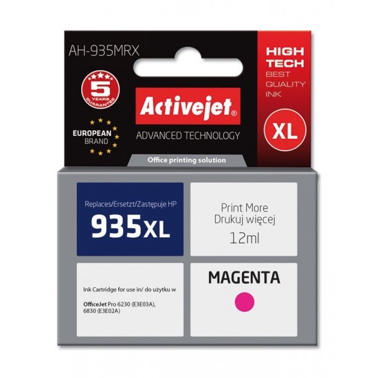 Activejet AH-935MRX ink (replacement for HP 935XL C2P25AE; Premium; 12 ml; magenta)