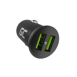 Green Cell GC CADM-GC-36AA - USB-Ladegeraet 36 W 2x USB-A schwarz Flashlight, GPS, Headphones, Mobile phone, Navigator, Other, Portable speaker, Power bank, Smartphone, Smartwatch, Tablet, Telephone, Universal Black Cigar lighter Fast charging Auto, Indoo