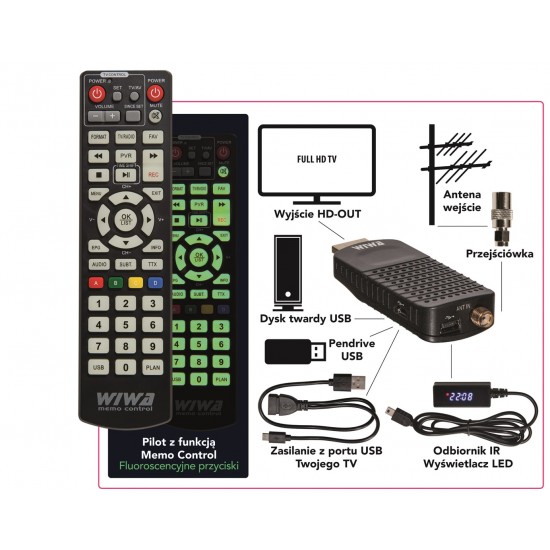 DVB-T/T2 WIWA H.265 MINI LED Tuner