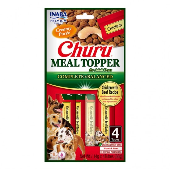 INABA Churu Meal Topper Chicken with beef - dog treat - 4 x 14g