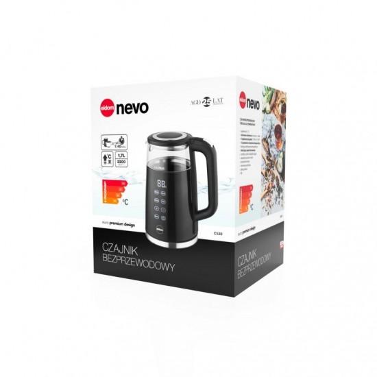 ELDOM C530 NEVO electric kettle 1.7 L 2200 W Black, Transparent