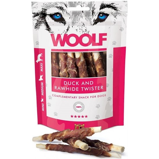 WOOLF Duck rawhide twister - dog treat - 100g