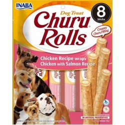 INABA Churu Rolls Chicken with salmon recipe - Dog treat - 8x12g