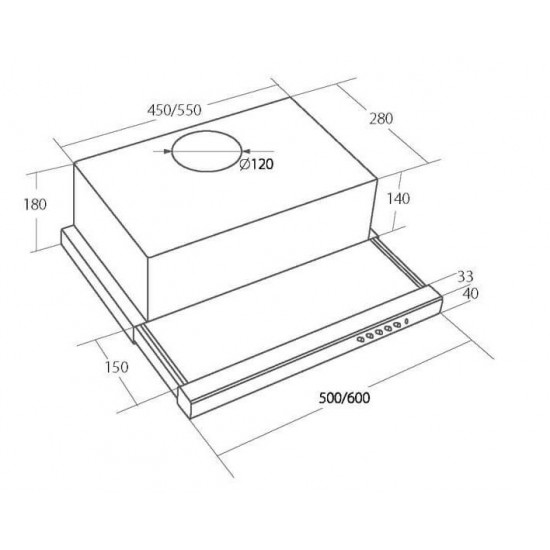 Akpo WK-7 Light 60 cooker hood Semi built-in (pull out) Stainless steel