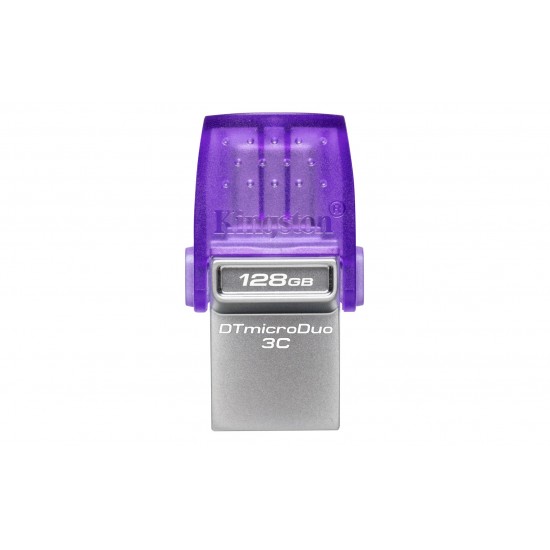 Kingston Technology DataTraveler microDuo 3C USB flash drive 64 GB USB Type-A / USB Type-C 3.2 Gen 1 (3.1 Gen 1) Purple, Stainless steel