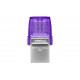 Kingston Technology DataTraveler microDuo 3C USB flash drive 64 GB USB Type-A / USB Type-C 3.2 Gen 1 (3.1 Gen 1) Purple, Stainless steel