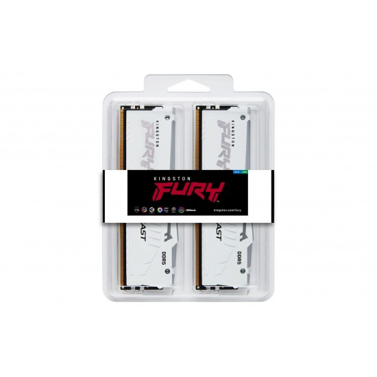 Kingston Technology FURY Beast 32GB 6000MT/s DDR5 CL40 DIMM (Kit of 2) White RGB XMP