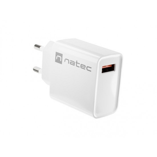 NATEC NETWORK CHARGER RIBERA USB-A 18W WHITE