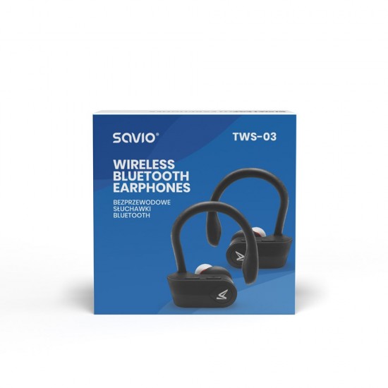 Savio TWS-03 Wireless Bluetooth Earphones, Black