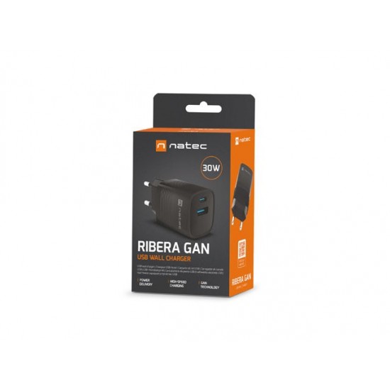 NATEC CHARGER RIBERA GAN 1X USB-A + 1X USB-C 30W