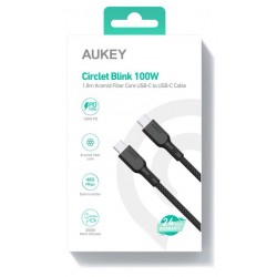 AUKEY CB-KCC102 USB-C Type-C Power Delivery PD 100W 5A 1.8m Kevlar Black