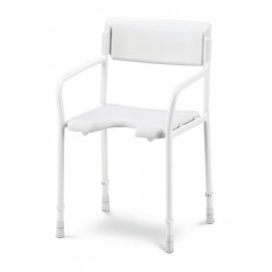 Shower stool with indentation and backrest