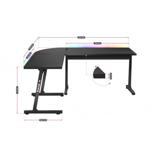 Gaming desk - Huzaro Hero 6.0 Black RGB