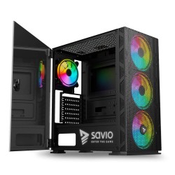 SAVIO PC Case Raptor X1 ARGB Glass/Mesh Black