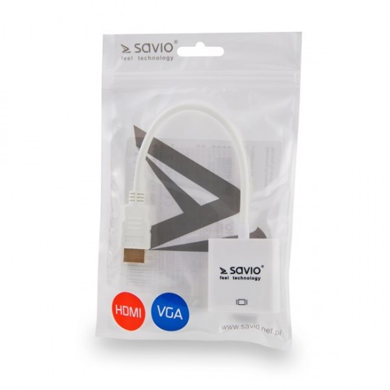 Savio CL-27 video cable adapter 0.2 m VGA (D-Sub) HDMI Type A (Standard) White