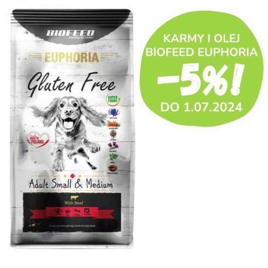 BIOFEED Euphoria Gluten Free Adult small & medium Beef - dry dog food - 12kg