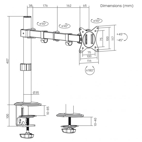 Maclean MC-753N LCD Monitor Desk Mount 17-32