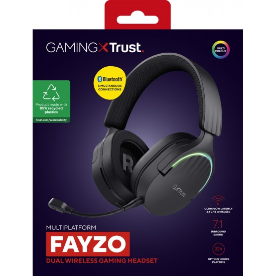 Trust GXT 491 Fayzo Headset Wired & Wireless Head-band Gaming USB Type-C Bluetooth Black