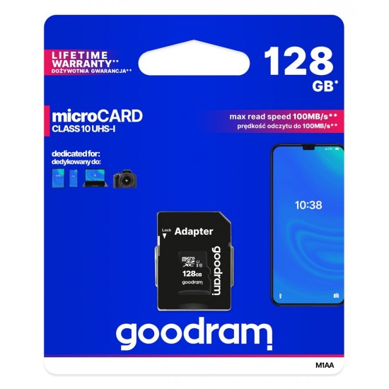 Goodram M1AA-1280R12 memory card 128 GB MicroSDXC Class 10 UHS-I