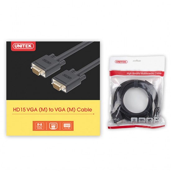 V7 Black Video Cable VGA Male to VGA Male 2m 6.6ft