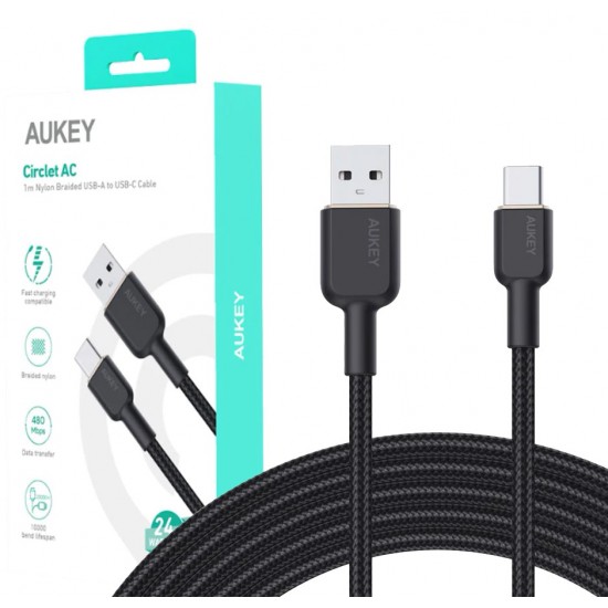 AUKEY CB-NAC1 USB-C Type-C Power Delivery PD 60W 3A 1m Nylon Black