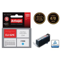 Activejet ACC-521CN Ink cartridge (replacement for Canon CLI-521C; Supreme; 10 ml; cyan)