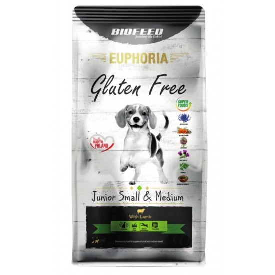 BIOFEED Euphoria Gluten Free Junior small & medium Lamb - dry dog food - 12kg