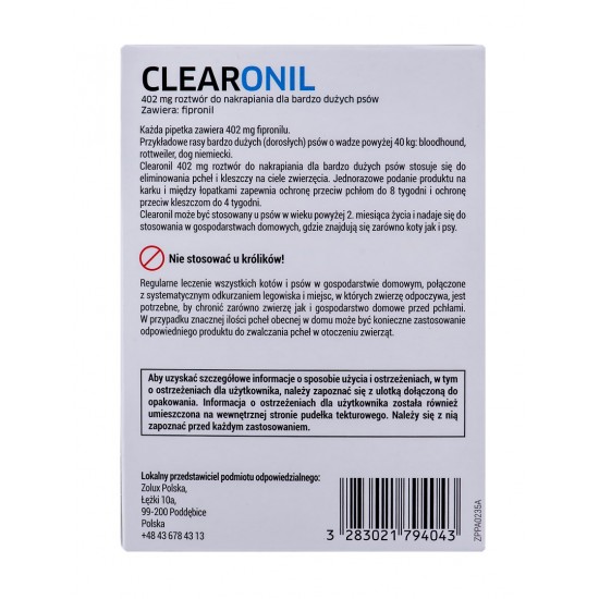 FRANCODEX Clearonil Large breed -  anti-parasite drops for dogs - 3 x 402 mg