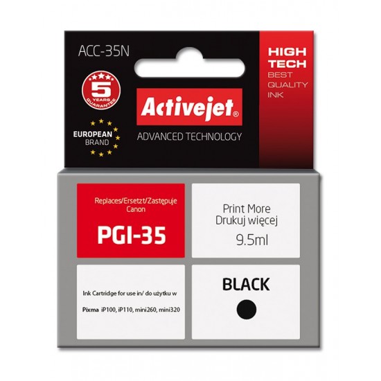 Activejet ACC-35N Ink cartridge (replacement for Canon PGI-35; Supreme; 9.5 ml; black)