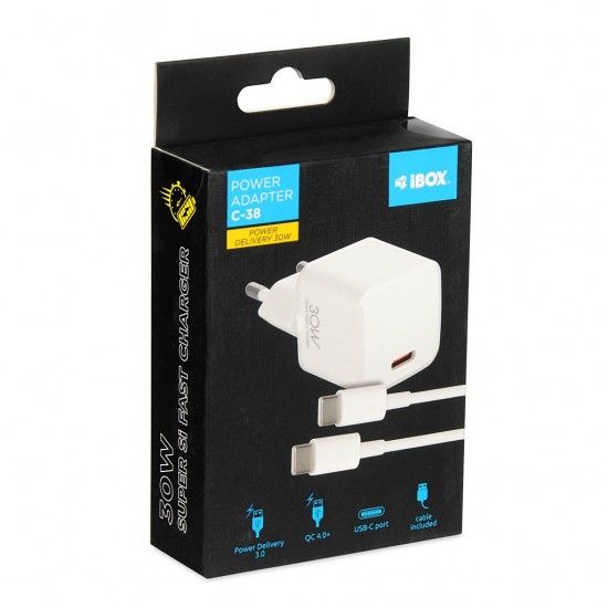 Wall charger I-BOX C-38 PD30W, white