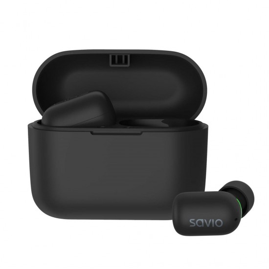 Savio TWS-09 IPX5 headphones/headset Wireless In-ear Music Bluetooth Black