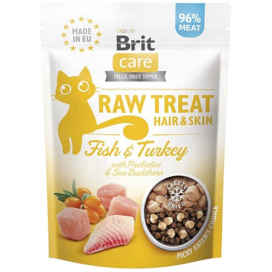 BRIT Care Raw Treat Hair&Skin fish with turkey - cat treats - 40g